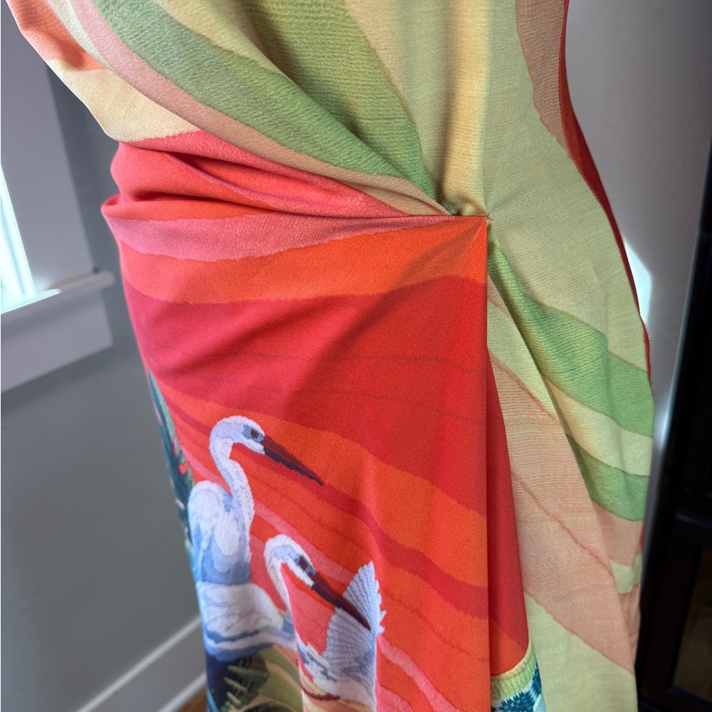 Anthropologie Eva Franco Crane Print Tropical Rainbow Dress Size 2 - Picture 3 of 8
